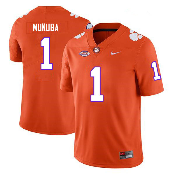 Men #1 Andrew Mukuba Clemson Tigers College Football Jerseys Sale-Orange - Click Image to Close